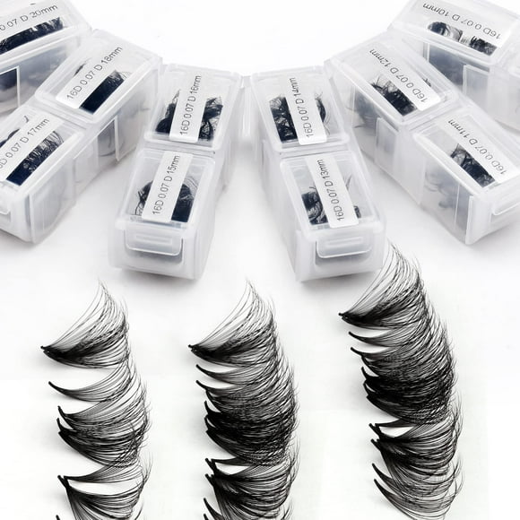 Ventiladores falsos prefabricados de Eyelashes WENDY LASHES, 1200 unidades, volumen 16D