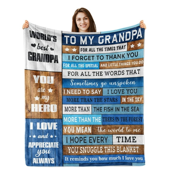 LHSHID To My Grandpa Blanket Birthday Gifts for Grandpa Great Grandpa Gifts from Grandchildren Granddaughter Fleece Blanket 60x80in