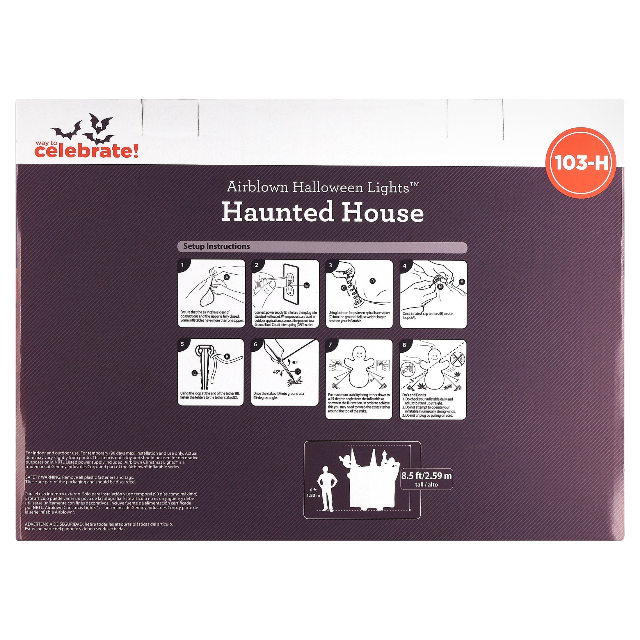 Haunted House Airblown Yard Inflatable, Multicolor, 8.5', Halloween by Way To Celebrate