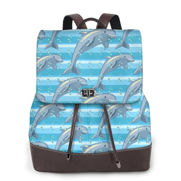 Disketp Dolphin Mochila de Cuero para Mujer, Bolso de Espalda Antirrobo con Estilo para Viaje, Trabajo y Uso Diario