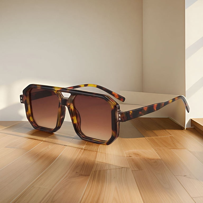 Brown Angular Sunglasses with Gradient Lenses Jojo Fletcher Joelle Sunglasses | Gold + Horn Tort & Brown  main image 2