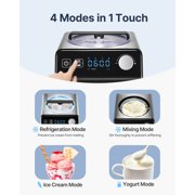 KFFKFF Upright Automatic Ice Cream Maker with Built-in Compressor, 2 Quart Capacity, Stainless Steel Electric Sorbet and Yogurt Machine, 4 Modes with Digital Display and Timer