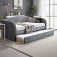 thumbnail image 7 of Benjara Keo Daybed with Pull Out Trundle- Channel Tufted Modern Gray Velvet, 7 of 7