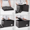 thumbnail image 4 of Caja de almacenamiento plegable con tapa, paquete de 3 unidades, contenedor organizador plegable de tela tipo cuero, cesta cubo con tapa para el hogar, recámara, clóset, oficina, guardería, 4 of 6