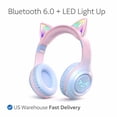 thumbnail image 3 of Wireless Bluetooth Cat Ear Headphones with Mic LED Light Foldable Over Ear Headset for Mobile Phone Laptop and Computer Cute Gift for Kids Teens and Adults, 3 of 9