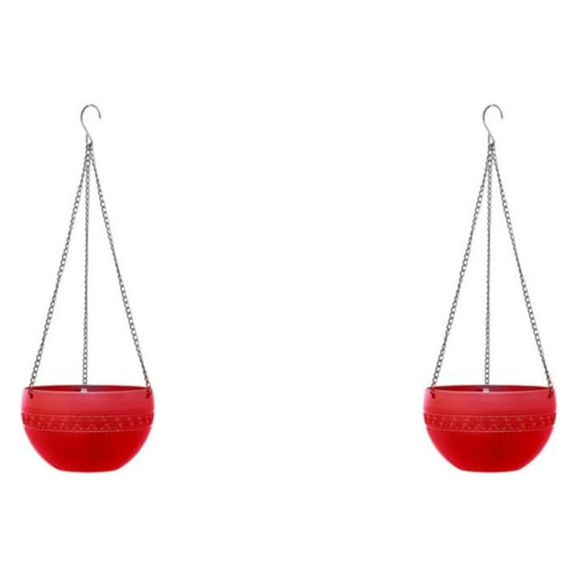 Thinsony 2pieces Not Easy To Deform Durable Hanging Flower Pot For Long-lasting Removable Hanging Chain red 2Set
