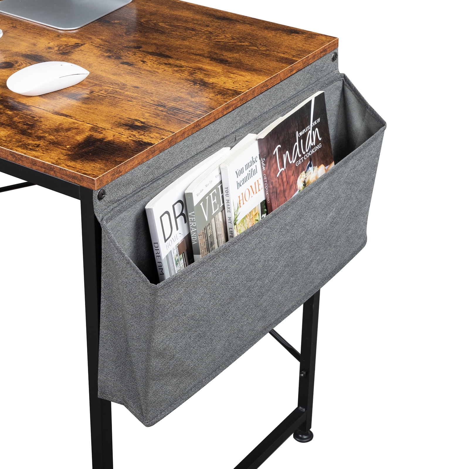Kadyn Computer Desk, Side Storage Desk with Non-woven Bag and USB Power Port, Durable Study Table for Home, Retro Color Kadyn Computer Desk, Side Storage Desk with Non-woven Bag and USB Power Port, Durable Study Table for Home, Retro Color