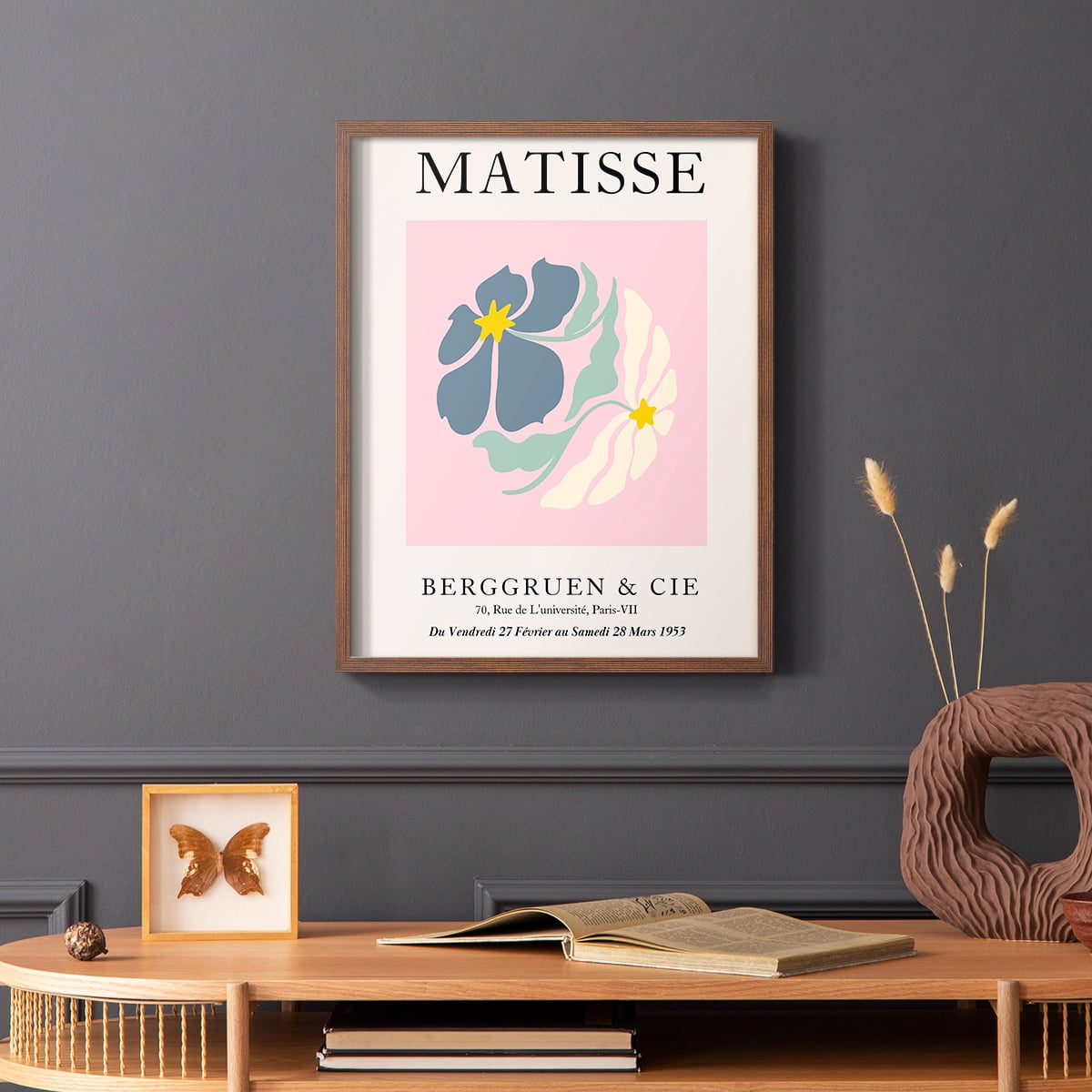 Matisse CDXCVI in Brown Solid Wood Framed Print No Nail Hanging