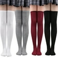 thumbnail image 2 of WTXUE Thigh High Socks, Socks for Women, 1 Pairs Women's Fashion Solid Color Over The Knee Long Socks High Socks, Black Stockings for Women, 1# White, 2 of 5