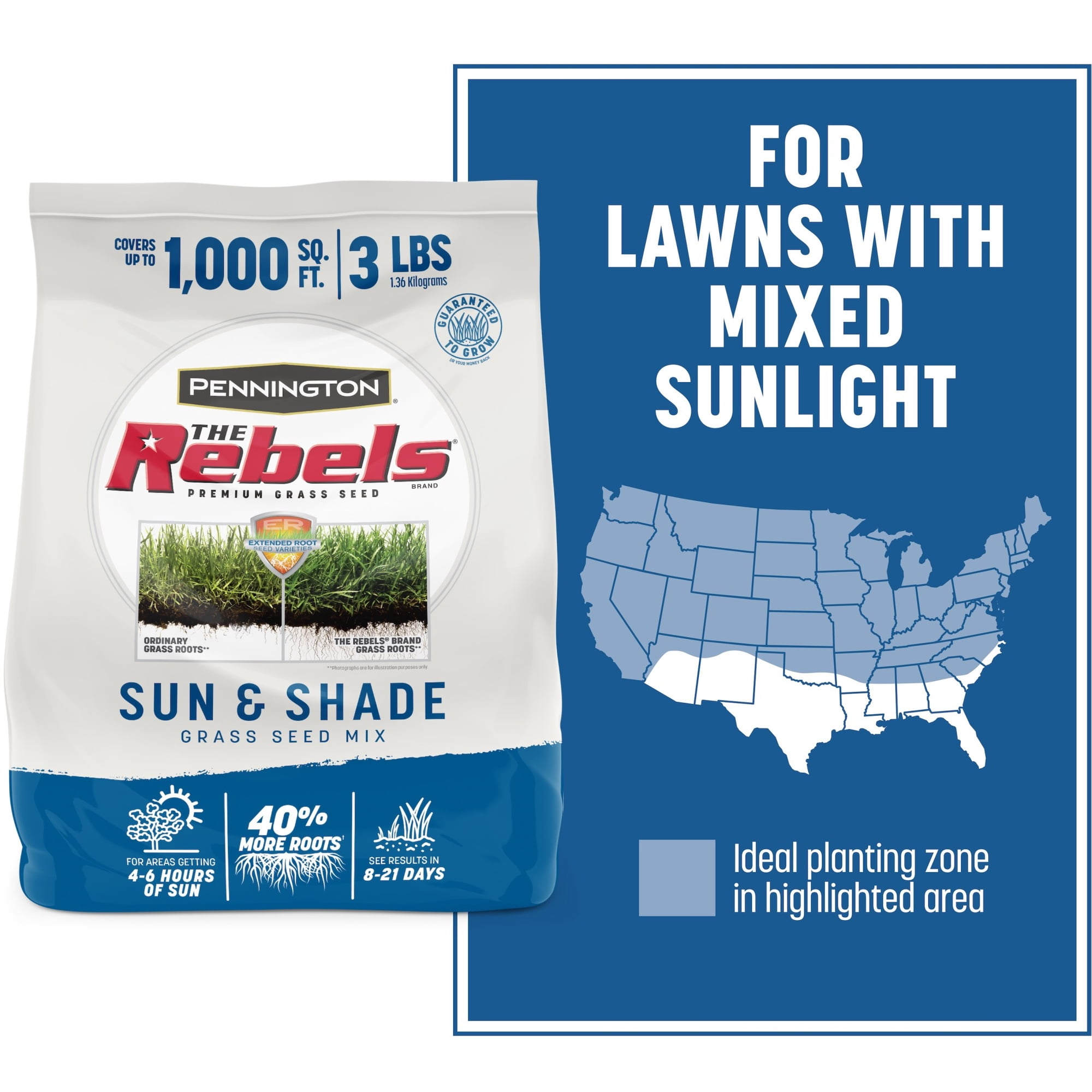Pennington The Rebels Sun and Shade Grass Seed Mix 3 Pounds