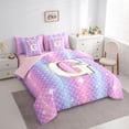 thumbnail image 2 of Feelyou Cartoon Dinosaur Letter A Print Twin Bedding Sets for Boys Girls, Cute Animal Bedding Comforter Set, Blue, Pink Reversible, 7-Piece, 2 of 7