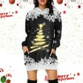 thumbnail image 2 of Women's Casual Christmas Printed Hoodie Dress Featuring Festive Gold Tree Design for Holiday Season Comfort, 2 of 2