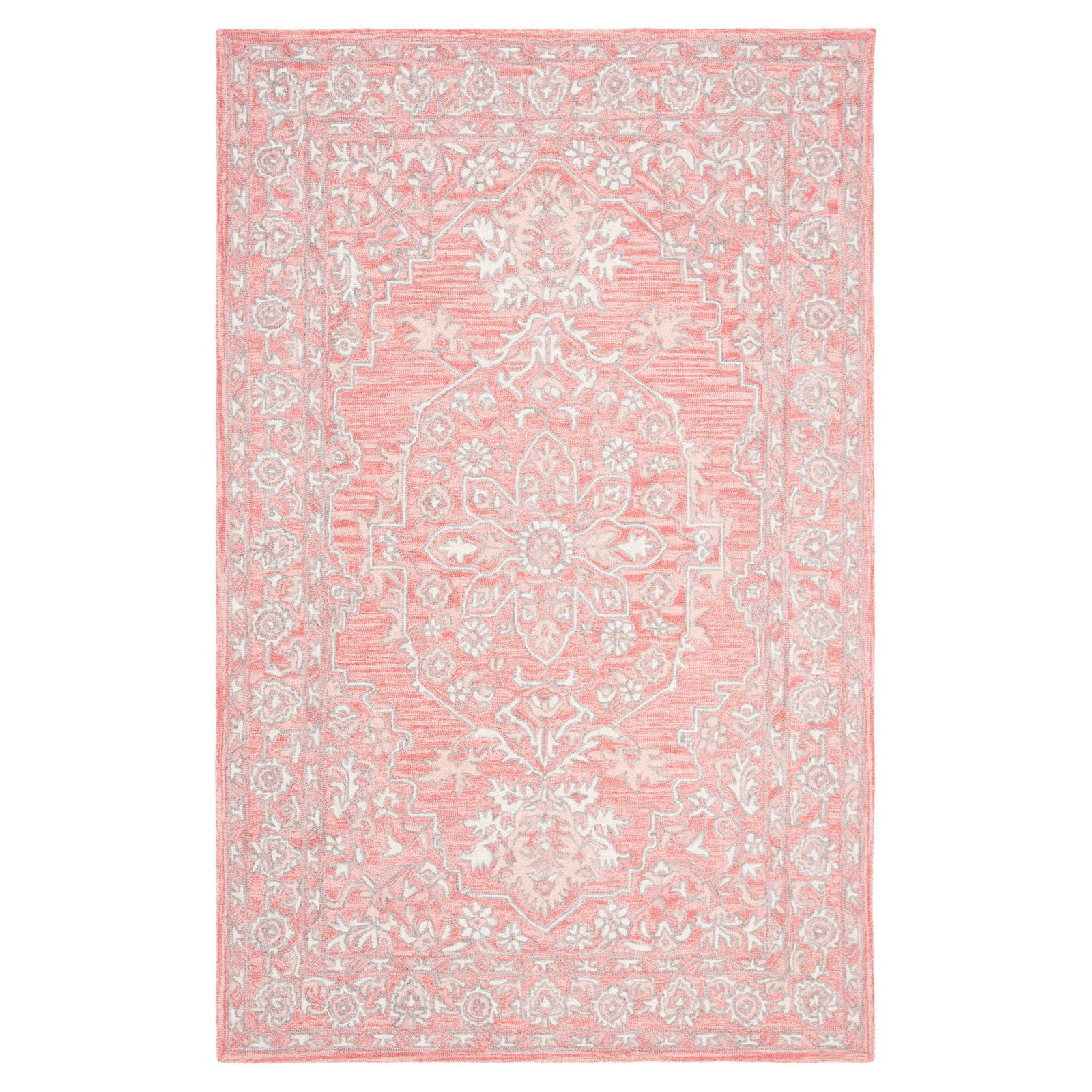 Elegant Pink and Ivory Wool 2.5x4ft Hand-Tufted Area Rug