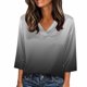 thumbnail image 2 of Xuyuer Women's Holiday Floral Print V-Neck 3/4 Sleeve Casual Loose Shirt, 2 of 5