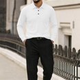 thumbnail image 6 of Men's Corduroy Polo Shirt Long Sleeve Slim Fit Chest Pocket Casual Pullover Business Casual Golf Shirt, 6 of 8