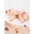 thumbnail image 4 of Wassery 2PCS Newborn Baby Girl Summer Outfit Pumpkin Print Romper Bodysuit + Bow Headband 3 6 12 18 Months Infant Halloween Clothes, 4 of 9