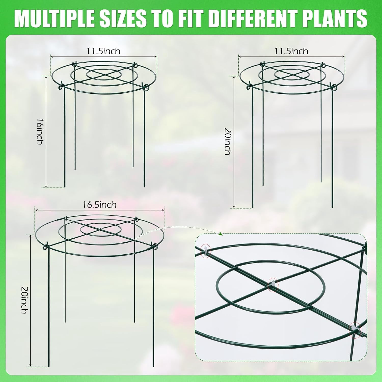 Peony Cages and Supports 8 Pack, 16.5 x 20 Inch Heavy Duty Plant Support Cage Set for Peonies, Roses & Tomatoes – Garden Stakes & s for Outdoor Plants (8 Pack, 16.5 x 20 Inch)