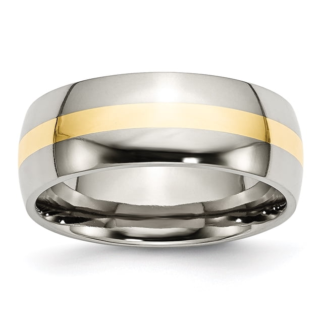 Bague de Mariage en Acier Inoxydable 14k avec Incrustation d'Or 8mm pour Papa Homme