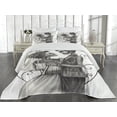 thumbnail image 2 of Ambesonne Romance Quilted Coverlet 2 Pcs, Skeleton Marriage, Twin Size, Dimgrey and White, 2 of 4
