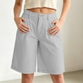 thumbnail image 2 of Women's Bermuda Long Shorts with Pockets, 9" Wide Leg Knee Length Shorts for Women, Walking Casual Workout Bottoms, 2 of 7