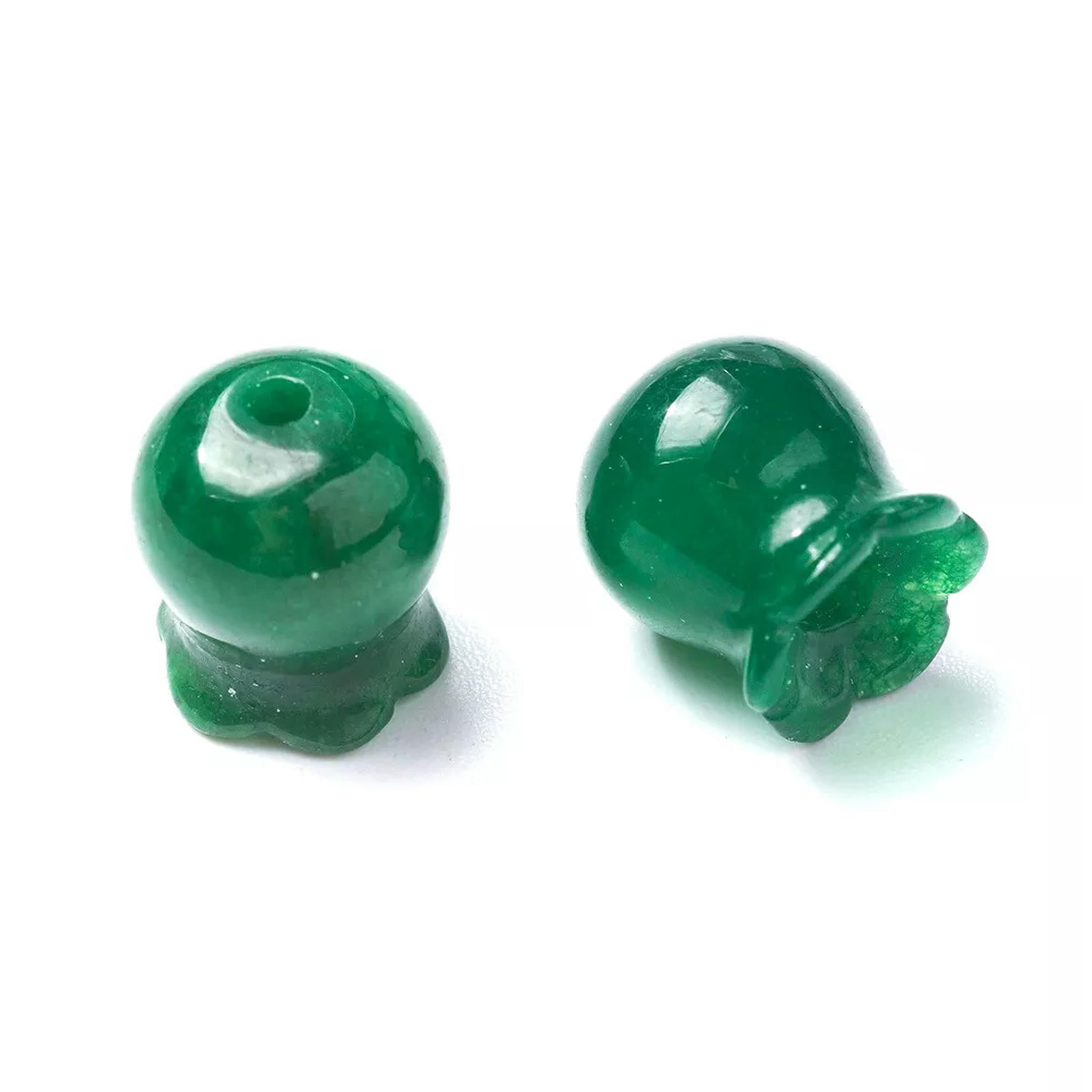 U8MO 5pcs Natural Burmese Jadeite Jade Flower Beads Mini Craft Spacer Beading 10x9mm