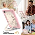 thumbnail image 2 of Funda Resistente a Golpes para iPad Pro 11 2025 / 2024, Funda Protectora de Silicona Anti-caída + Capa de PC con Soporte de Asa Cuadrada Giratoria de 360° y Correa para el Hombro, Rosa, 2 of 8