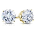 thumbnail image 2 of 14k Yellow Gold Round Moissanite Stud Earrings (3ct TGW, 7.5mm, H-I) 4-Prong Basket, Screw-Back by Diamond Wish, 2 of 3