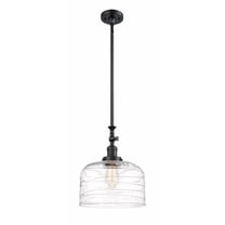 206-BK-G713-L-Innovations Lighting-Bell - 1 Light Stem Hung Mini Pendant In Industrial Style-15 Inches Tall and 12 Inches Wide-Matte Black