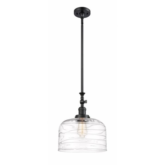 206-BK-G713-L-Innovations Lighting-Bell - 1 Light Stem Hung Mini Pendant In Industrial Style-15 Inches Tall and 12 Inches Wide-Matte Black