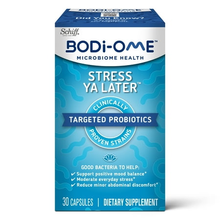 Bodi-Ome Stress Ya Later Targeted Probiotic Capsules (30 count), Clinically Proven Targeted Probiotic Strains