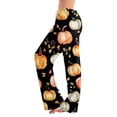 thumbnail image 2 of WTOBBY Women's Drawstring Halloween Print Trousers, Casual Loose Fit Novelty Pants with Elastic Waist for Seasonal Holiday Outfits,Saffron M, 2 of 7