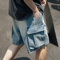 thumbnail image 4 of Mens Denim Shorts Elastic Waist Short Jeans With Pockets Summer Comfort Dailywear Bottoms, 4 of 6