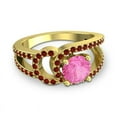 thumbnail image 3 of 2.50 Carat Beautiful Round Cut Pink Sapphire & Garnet Gemstone Engagement Ring for Women Solid 18K Yellow Gold Size 3 by Diamond-Capitals, 3 of 8