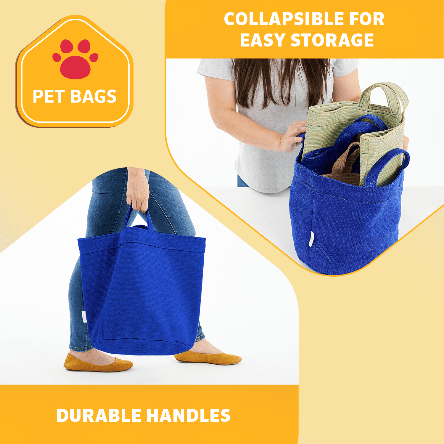 Coolaroo Dog Storage Toy Bin with Handles, 2 Pack Assorted Medium & Large Sizes, Aquatic Blue