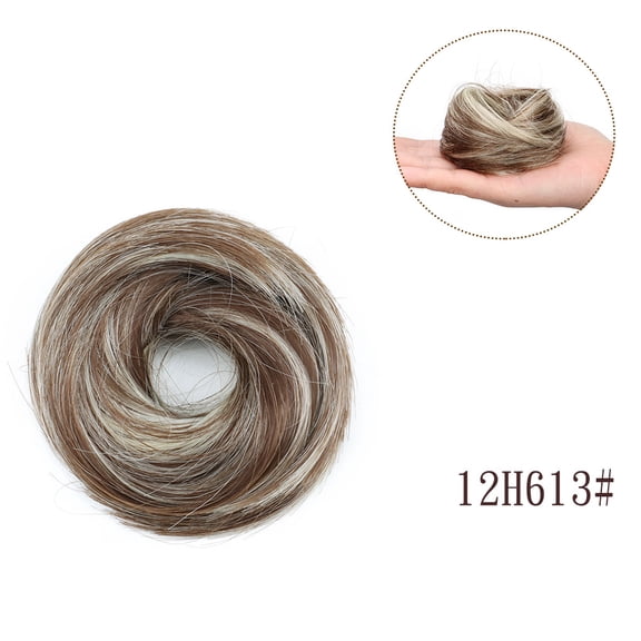 Namzi Small Messy Bun Hairpiece, Stretchable Messy Bun & Ponytail Bun Hair Accessories, Lightweight Mini Messy Bun Hairpiece for Daily Hairstyle Makeover, 2 Pcs,Brunette/ Ash Blonde