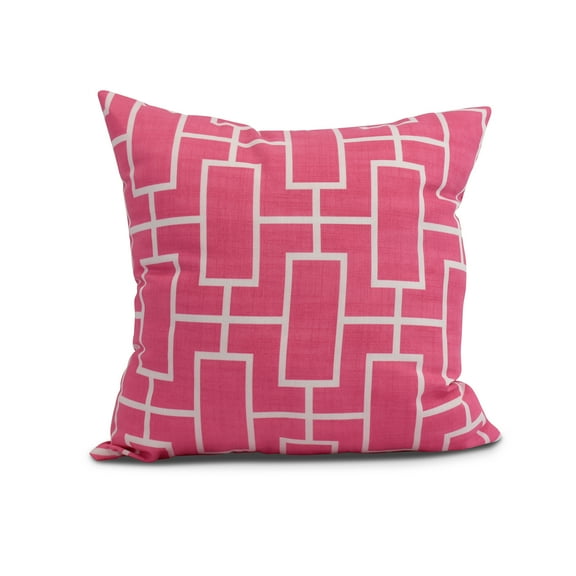 Simply Daisy, 16" x 16" Screen Lattice , Geometric Print Outdoor Pillow, Pink/Fushcia
