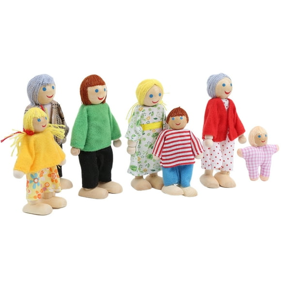 Family Dolls, Soft Flexible Non- Family Puppets Set, High-Quality Wood For Children Kids #1