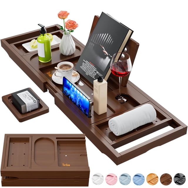 Bandeja Ajustable de Bambú Plegable para Bañera Yirilan
