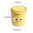 thumbnail image 3 of AuroraX Yellow Desk Small Trash Can with Lid 2.3L Creative Funny Wastebasket with Removable Liner Ring Plastic Round Art Deco Trash Bin for Gift, 3 of 7