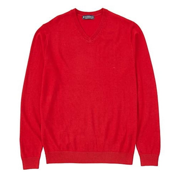 Hart Schaffner Marx Men's Big Tall Luxurious 100% Extra Fine Merino Wool V-Neck Sweater (Red, XX-Large Big)
