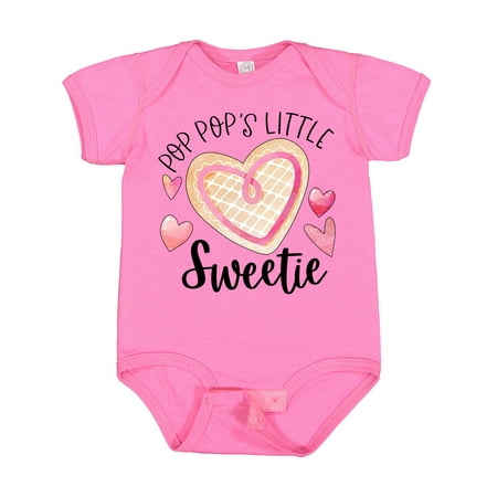 

Inktastic Pop Pop s Little Sweetie with Pink Heart Cookie Gift Baby Boy or Baby Girl Bodysuit