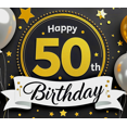thumbnail image 3 of Glamorous Golden and Silver Themed 50th Birthday Banner Party Decoration Backdrop Photography Props for Birthday Party Celebrations Anniversary Events Photo Booths, 3 of 7