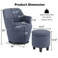 thumbnail image 2 of 360°Swivel Accent Chair with Ottoman, Lounge Sofa with Nail Trim, Living Room Chairs, Bedroom Chair, Vanity Chair, 2 of 6