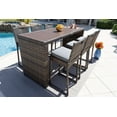 thumbnail image 4 of Sorrento 7-Piece Resin Wicker Outdoor Patio Furniture Bar Set in Brown w/Bar Table and Six Bar Chairs (Flat-Weave Brown Wicker, Polyester Light Gray), 4 of 5