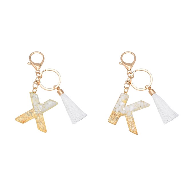 (2-Pack) Kcodviy Keychain Color Letter Keychain Wallet with Key Translucent Resin Pendant Keychains Wallet Wrist Strap Keychain Letter Translucent Pendant Color Resin Keychain Keychains Womens Walle