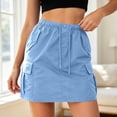 thumbnail image 5 of XIAOCHA Multi-Pocket Cargo Skirt for Women Elastic Waist Summer Casual Mini Skort, 5 of 6