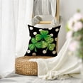 thumbnail image 4 of Sm:)e Saint Patricks Day Pillow Covers Set of 2, Black, 18x18Inch Green Shamrocks Lucky Outdoor Cushion Case for Sofa Couch, 4 of 6