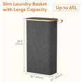 thumbnail image 4 of 65L Slim Laundry Hamper with Lid, Narrow Laundry Basket with Removable Bag & Bamboo Handles, Fodable Thin Dirty Clothes Hamper for Laundry Collapsible Bin for Bathroom Bedroom Dorm, Dark Gray, 4 of 9
