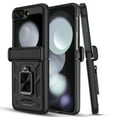 thumbnail image 3 of Elegant Choise Case for Samsung Galaxy Z Flip 5 5G Shockproof Pone Cover with Slide Camera Lens Protector and Ring Stand, Black, 3 of 18