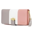 thumbnail image 1 of Carteras RFID para mujer con múltiples ranuras para tarjetas y compartimento para teléfono celular, portafolios para mujer, Rosado/blanco/gris, L, Classic, 1 of 5